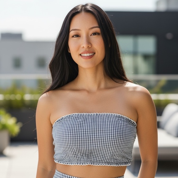 FULL TILT Gingham Womens Tube Top - Picture 1 of 3